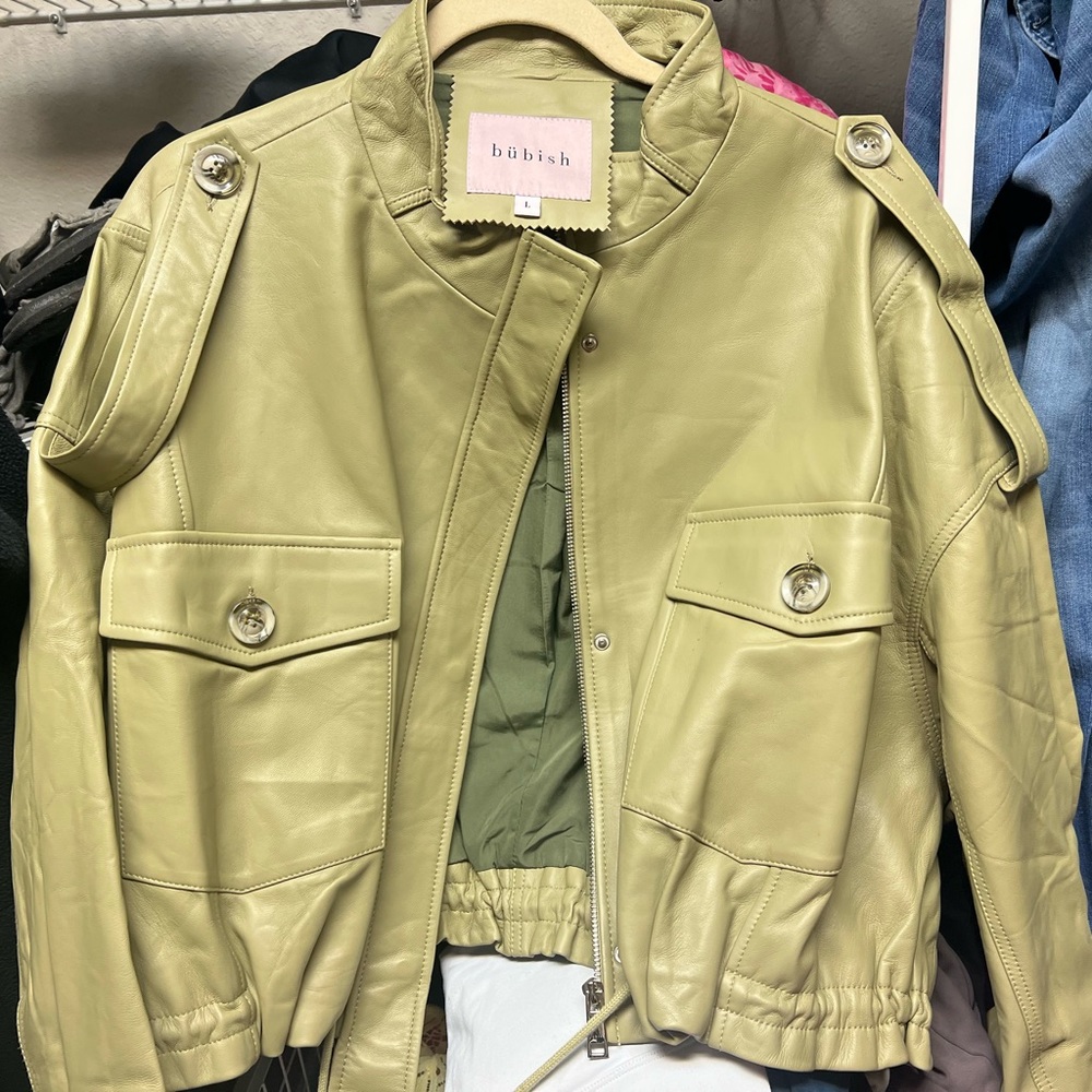 Large Bubish Leather Jacket From Anthropologie - image 1